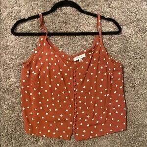 Madewell Brown Polka Dot Crop Camisole